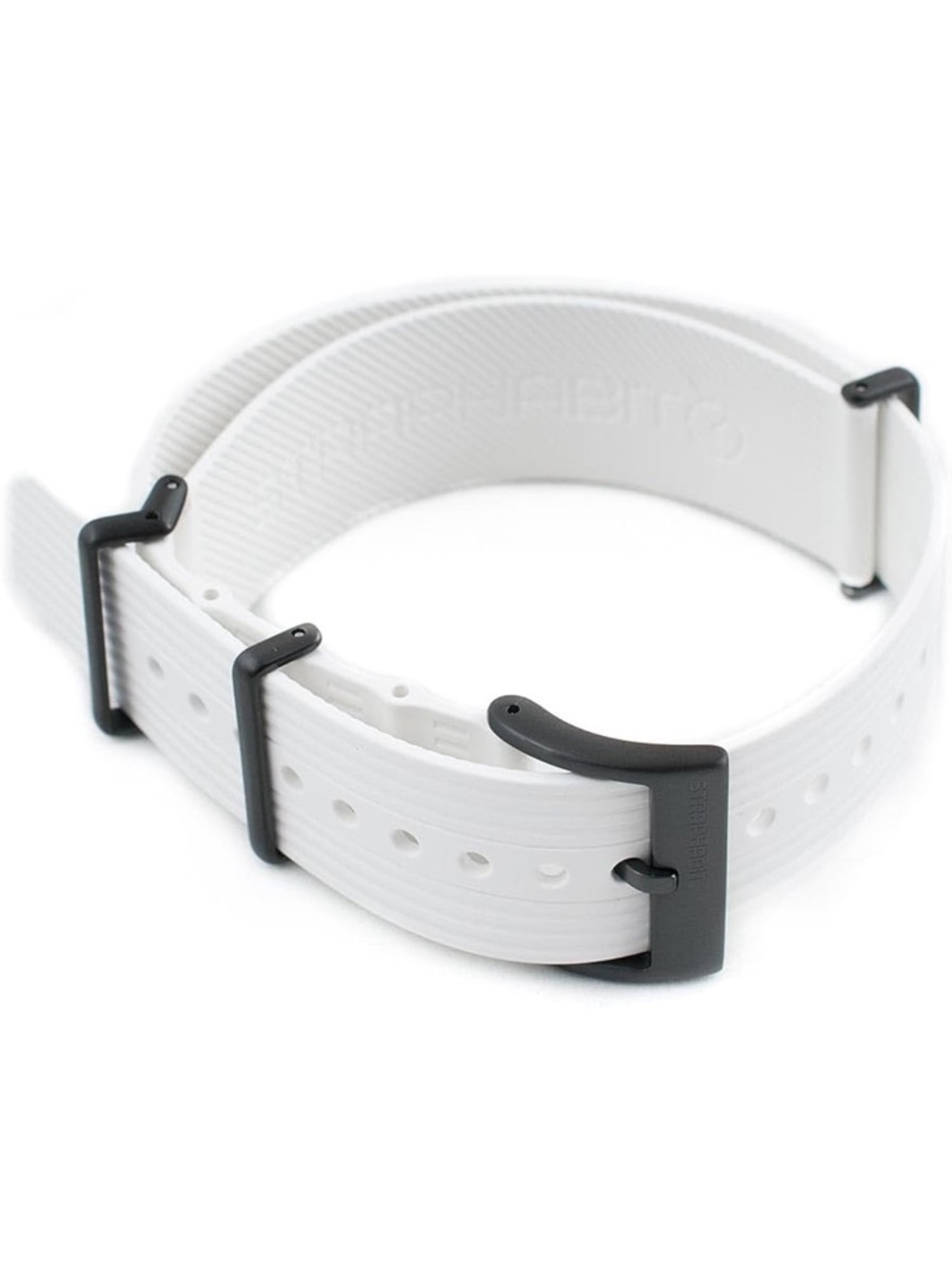 StrapHabit FKM Rubber Ribbed NATO Military Style Watch Strap - White - 20MM